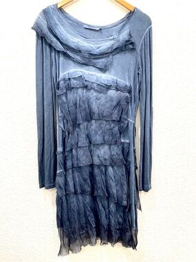 tempo paris silk tiered dress Tempo Paris 6206JL Silk Tiered Dress Navy